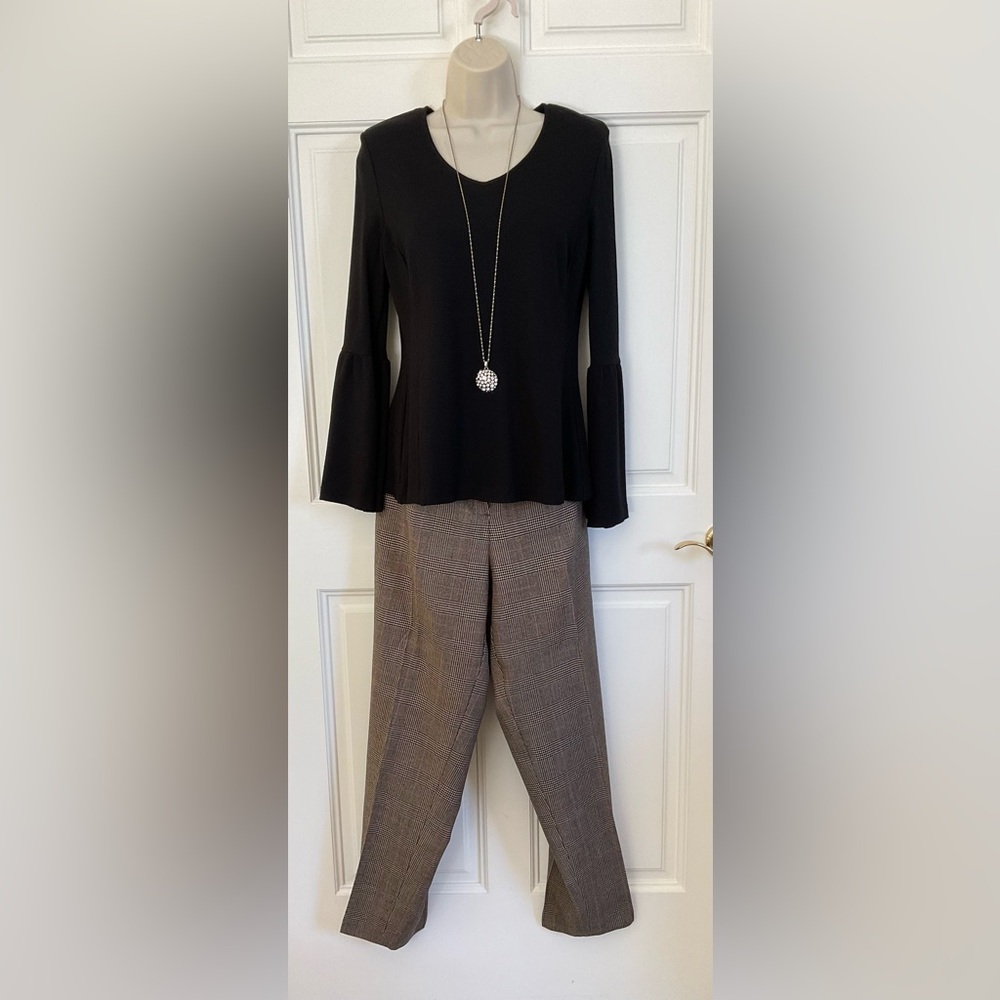 Jones New York Tartan women’s 14W 100% wool lined dress slacks elastic waist
